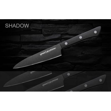 Нож кухонный "Samura SHADOW" универсальный с покрытием Black-coating 120 мм, AUS-8, пластик